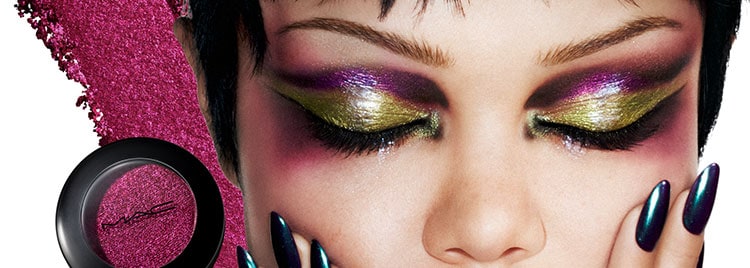 Dazzle eyeshadows on model's closed eyes