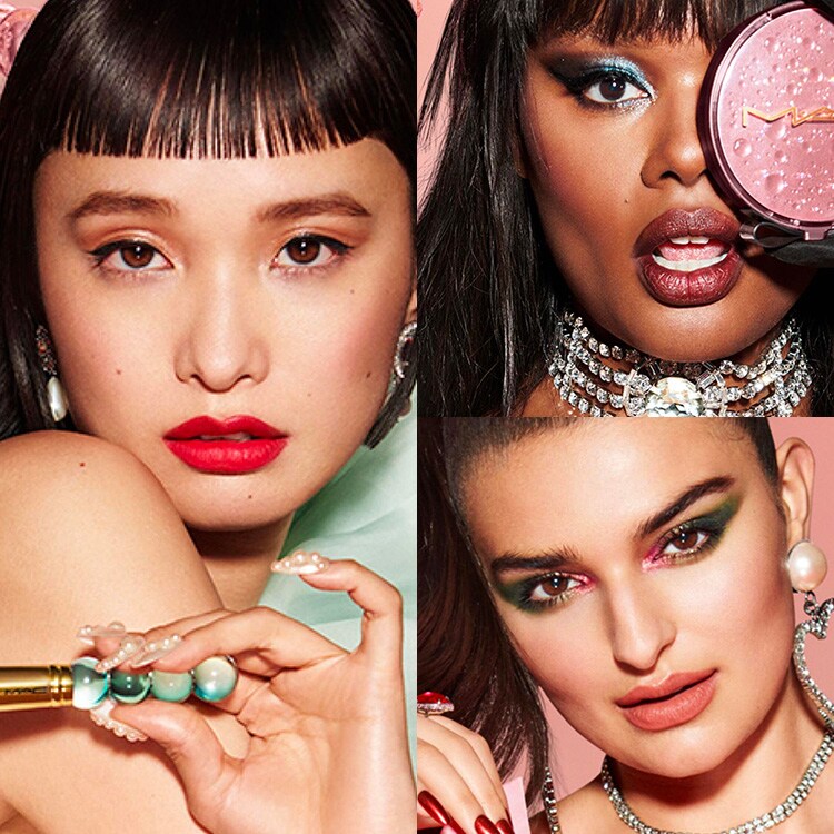 Various makeup looks created using MAC icons and products from our Christmas Collections